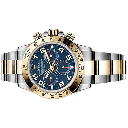 Rolex Daytona 40mm 116523 Yellow Gold Blue Racing Dial, Worn