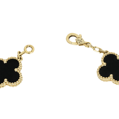 Van Cleef & Arpels Vintage Alhambra Bracelet 19cm VCARA41300 Yellow Gold, 5 Black Onyx Clover Motifs, Worn 2023