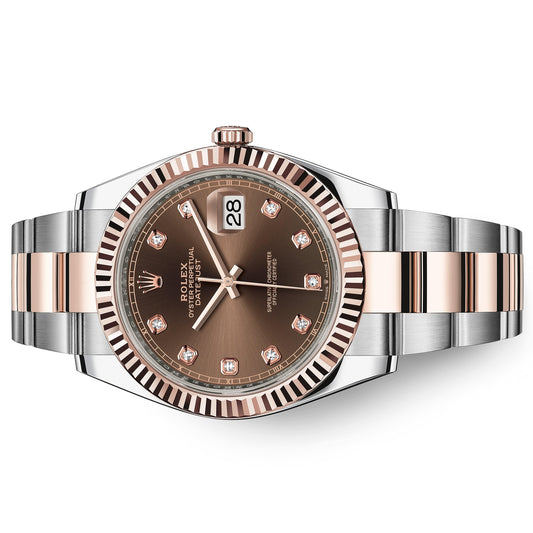 Rolex Datejust 126331 41mm  Chocolate  Diamond Dial, worn.