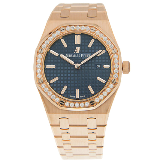 Audemars Piguet Royal Oak Rosgold Blue Dial Diamond bezel 2020