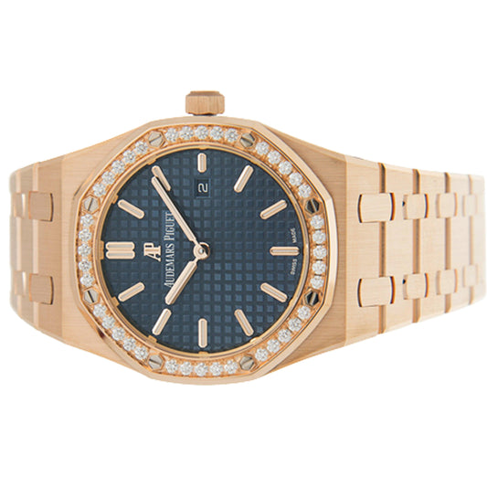 Audemars Piguet Royal Oak Rosgold Blue Dial Diamond bezel 2020