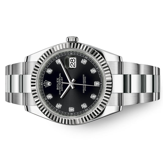 Rolex  Datejust 126334 , Black Dial, Stainless Steel ,Diamond Fluted 2019