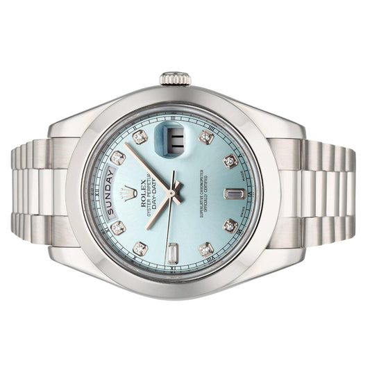 Rolex Day-Date II 218206 Ice Blue Diamond Platinum 41mm President Bracelet usd 2013