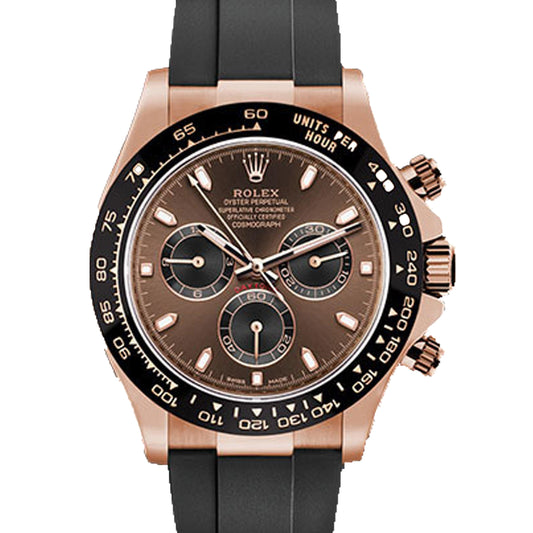 Rolex 116515- Everose Gold Cosmograph Daytona Watch - Chocolate Index Dial - Black Oysterflex Strap