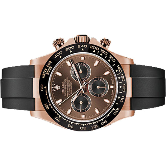 Rolex 116515- Everose Gold Cosmograph Daytona Watch - Chocolate Index Dial - Black Oysterflex Strap